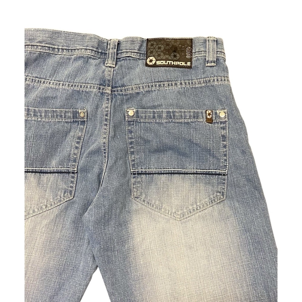 Southpole 4180 Jeans Mens‎ 34x34 Blue Light Wash Baggy Wide Leg Y2K Skate VTG - Picture 7 of 9